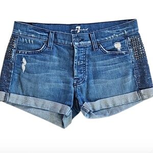 7 for all Mankind Studded Distressed Shorts Sz 28